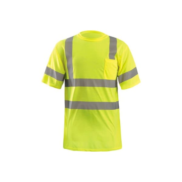 Occunomix Wicking T-Shirt W/ Sleeve Stripes, Class 3, ANSI, Hi-Vis Yellow, 5XL, LUX-SSETP3-Y5X LUX-SSETP3-Y5X - main